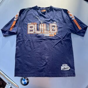 Y2K Navy and orange AkaDemiks Build T-shirt